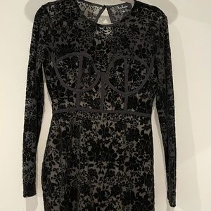 Cor-Set to Go Black Burnout Velvet Print Dress